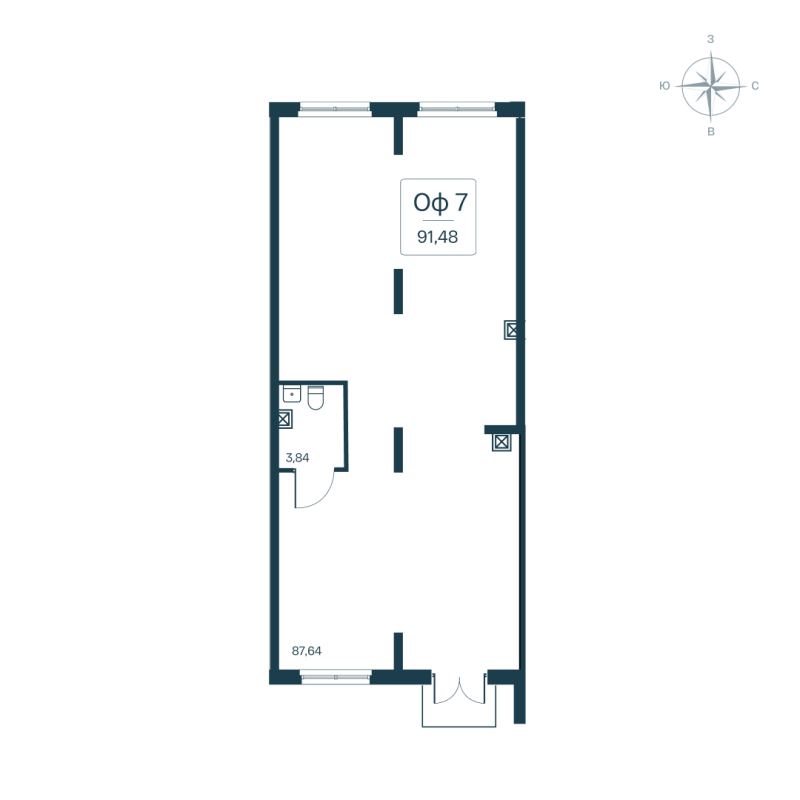 Помещение, 91.48 м² в ЖК "Расцветай в Янино" - планировка, фото №1