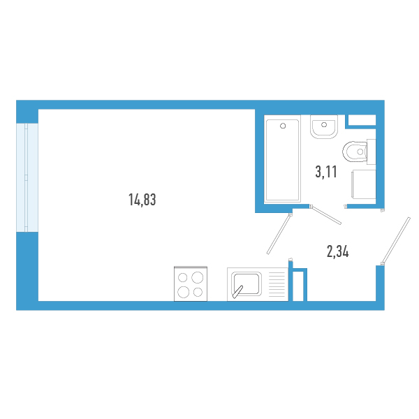 Квартира-студия, 20.28 м² в ЖК "AEROCITY" - планировка, фото №1