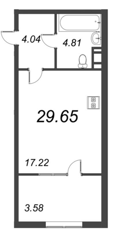 Квартира-студия, 32.6 м² в ЖК "Pixel" - планировка, фото №1