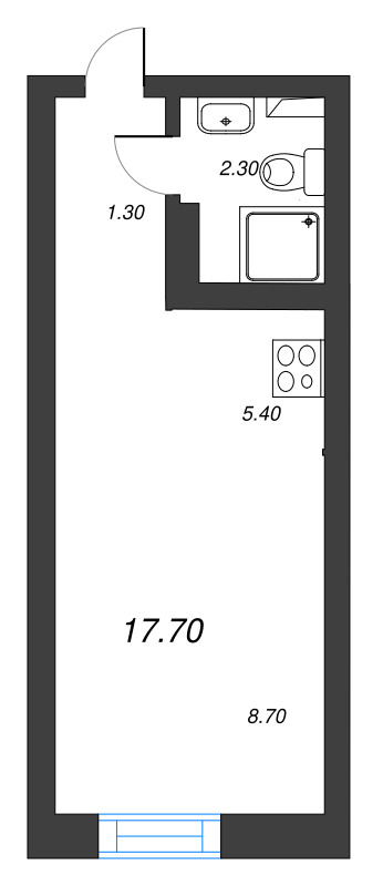 Квартира-студия, 17.7 м² в ЖК "Эко Квартал Нега" - планировка, фото №1