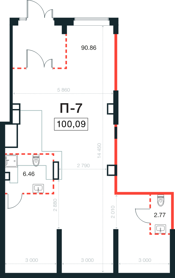 Помещение, 100.09 м² в ЖК "Новая Земля" - планировка, фото №1