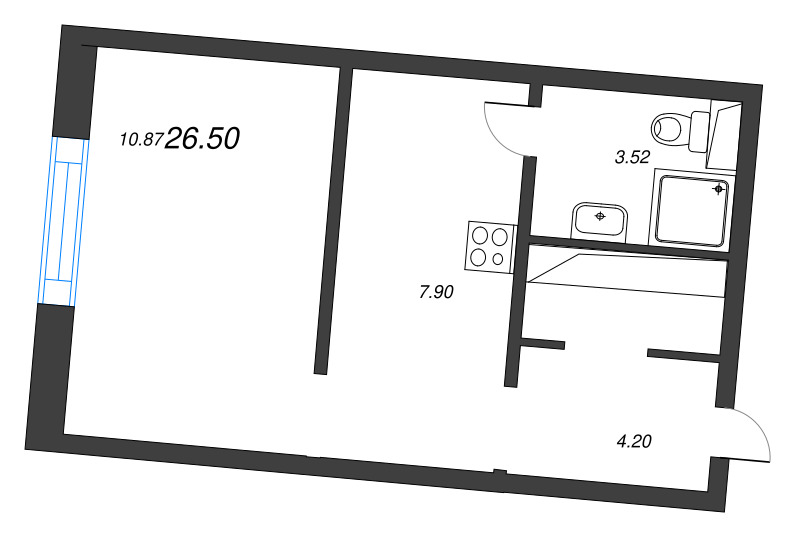 Квартира-студия, 26.5 м² в ЖК "Legenda Васильевского" - планировка, фото №1