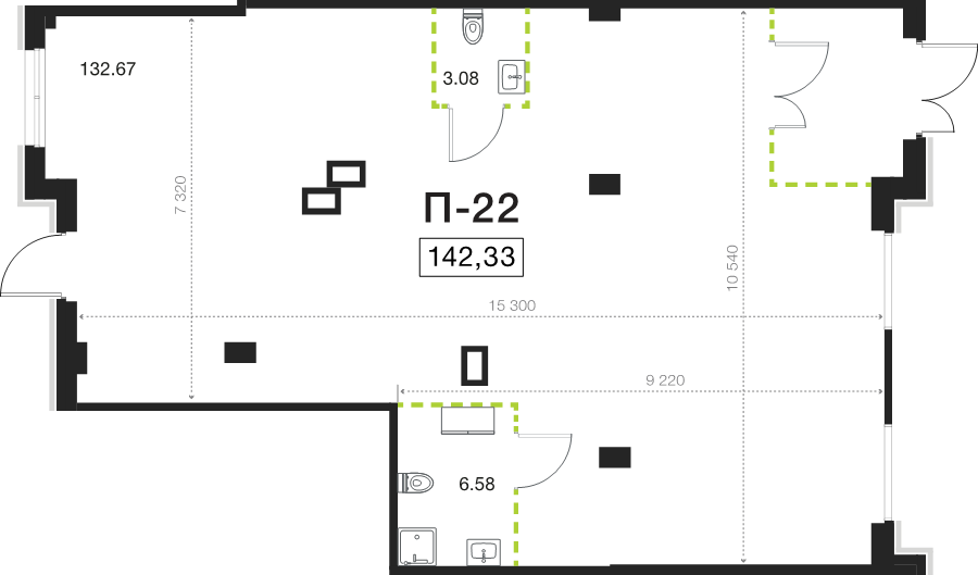 Помещение, 142.33 м² в ЖК "Legenda Васильевского" - планировка, фото №1