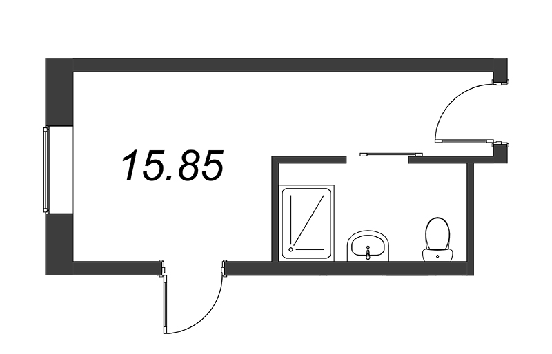 Квартира-студия, 13.9 м² в ЖК "Vertical Московская" - планировка, фото №1