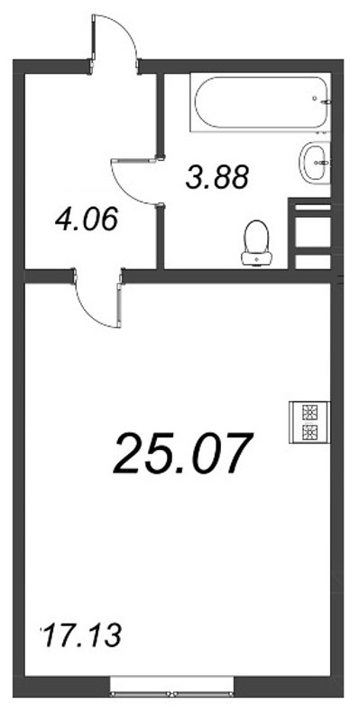 Квартира-студия, 25.07 м² - планировка, фото №1