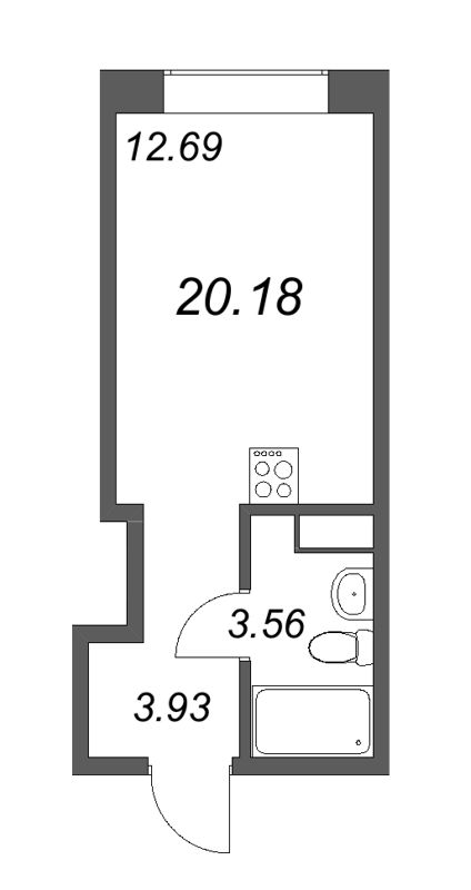 Квартира-студия, 20.18 м² в ЖК "17/33 Петровский остров" - планировка, фото №1