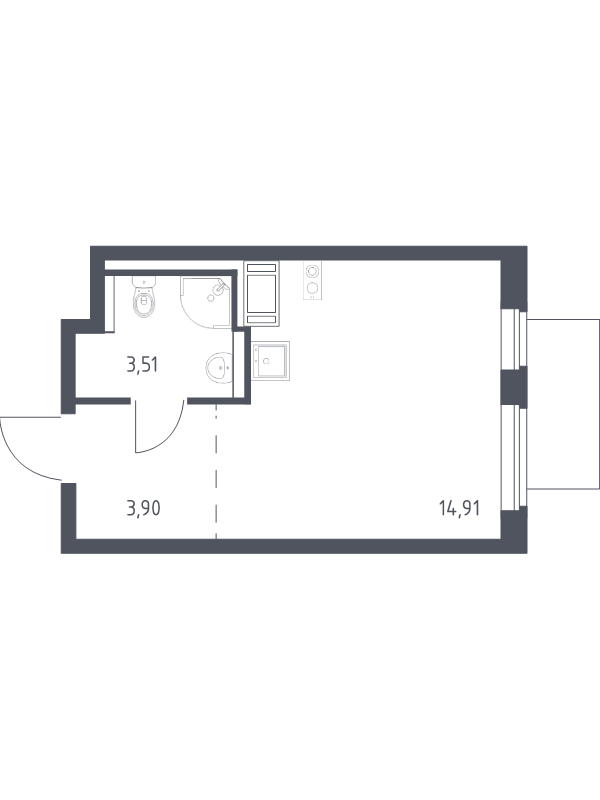 Квартира-студия, 22.32 м² в ЖК "Квартал Торики" - планировка, фото №1