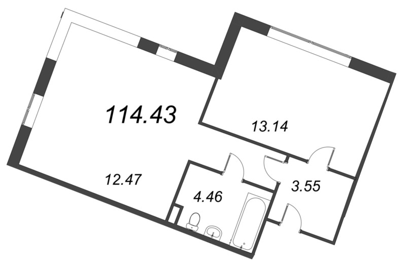 4-комнатная (Евро) квартира, 114.43 м² - планировка, фото №1