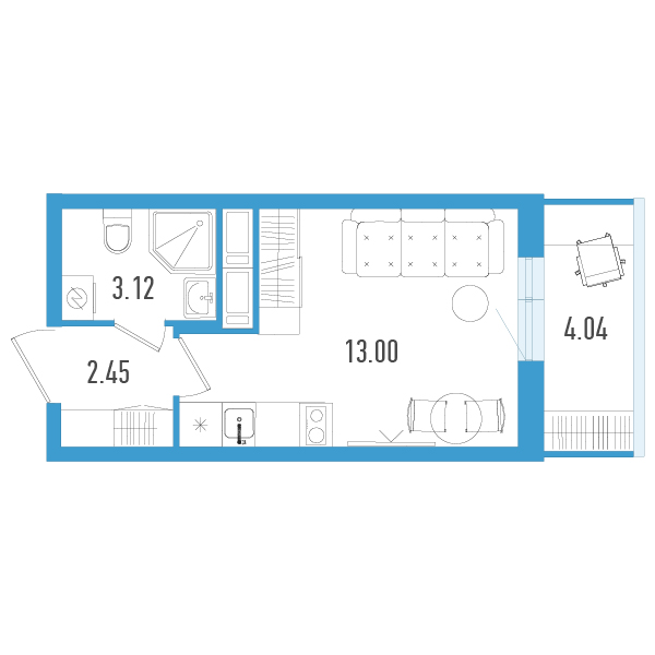 Квартира-студия, 19.78 м² в ЖК "AEROCITY" - планировка, фото №1