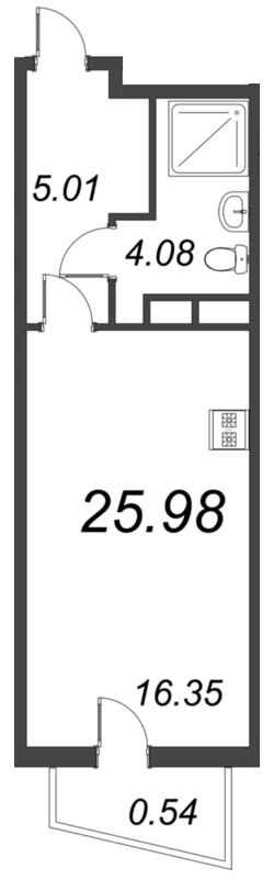 Квартира-студия, 25.98 м² в ЖК "ВЕРЕН НОРТ сертолово" - планировка, фото №1