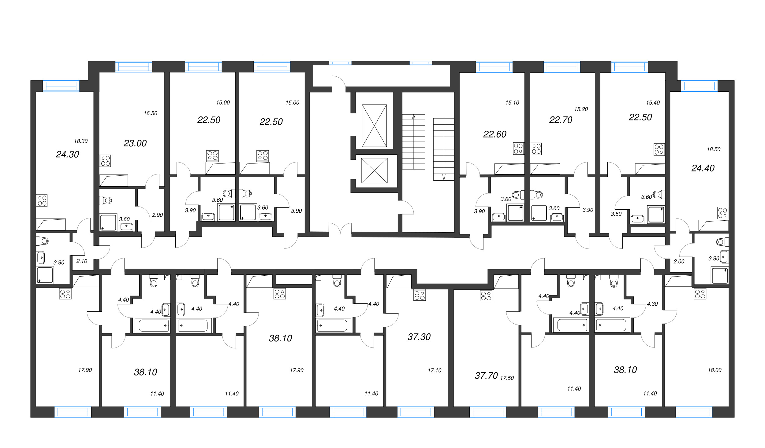 Квартира-студия, 22.6 м² - планировка этажа
