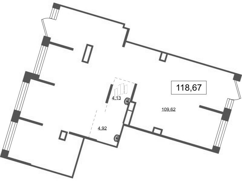 Помещение, 118.67 м² в ЖК "Аквилон Stories" - планировка, фото №1