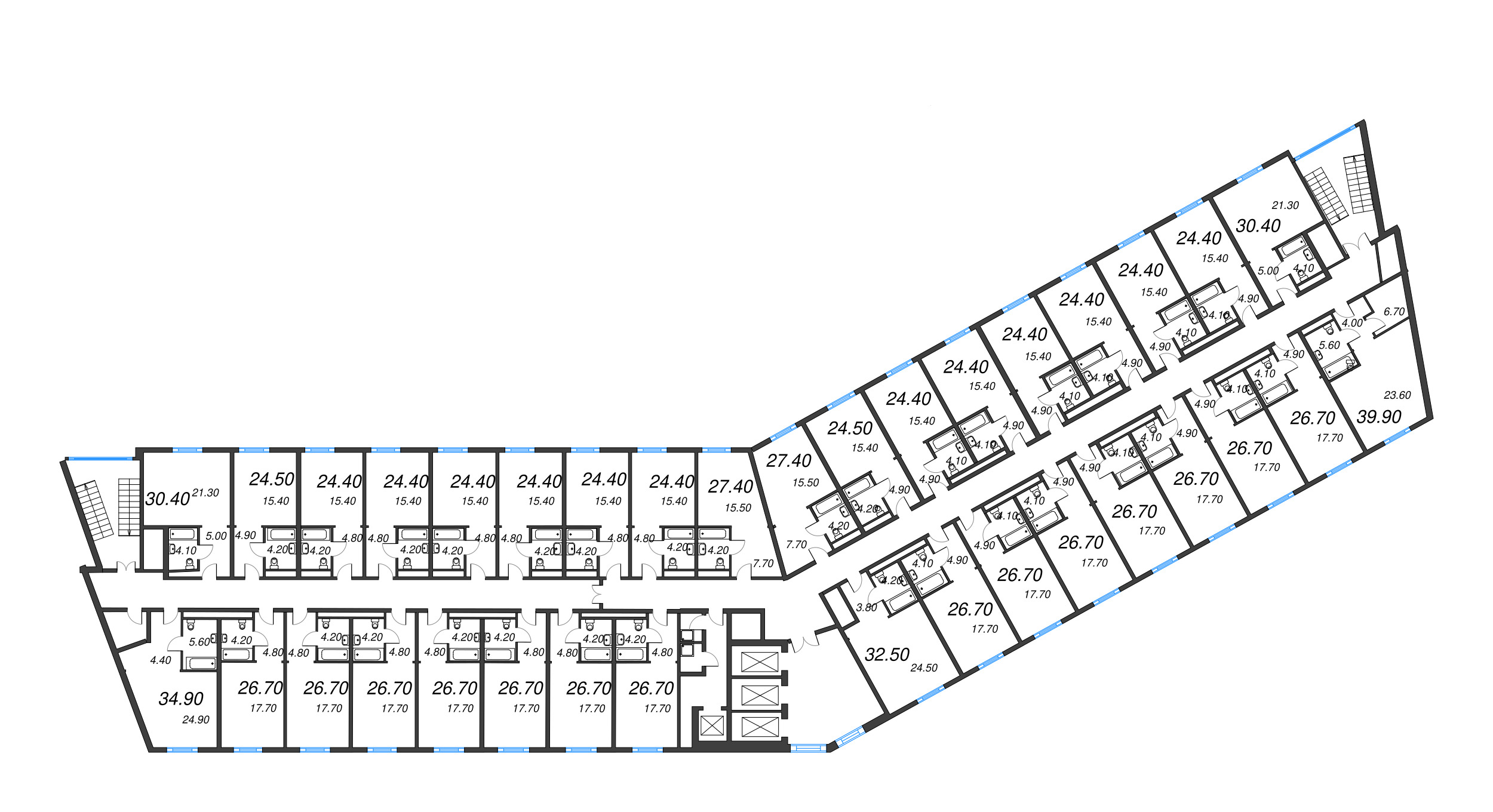 Квартира-студия, 23.6 м² в ЖК "ARTSTUDIO M103" - планировка этажа