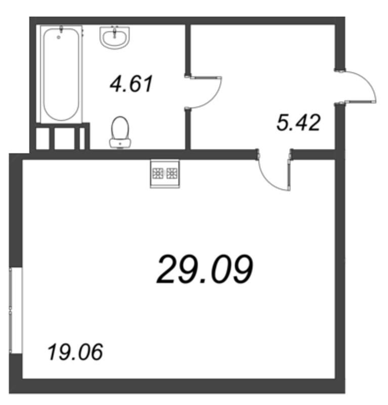 Квартира-студия, 29.09 м² в ЖК "Pixel" - планировка, фото №1