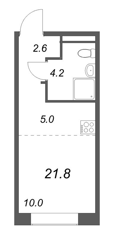 Квартира-студия, 21.8 м² в ЖК "Пулково Lake" - планировка, фото №1