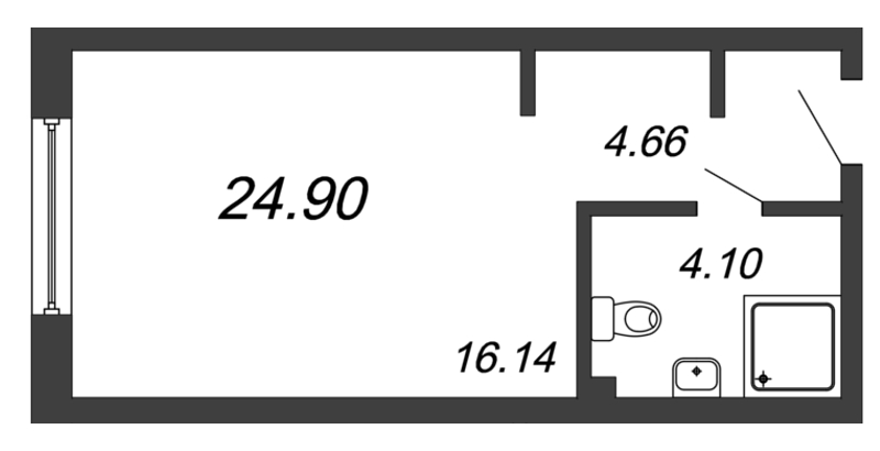 Квартира-студия, 24.9 м² в ЖК "In2it" - планировка, фото №1
