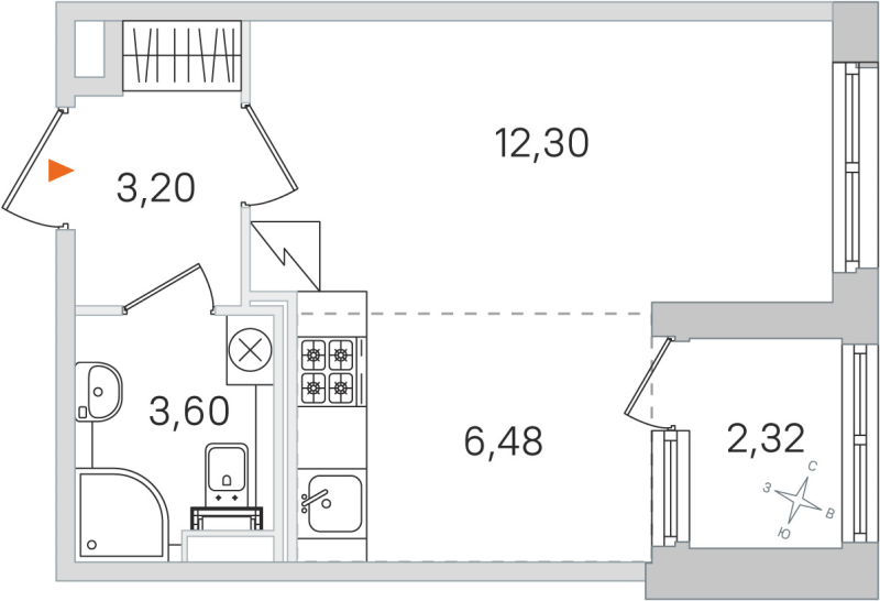 Квартира-студия, 25.58 м² в ЖК "Дубровский" - планировка, фото №1