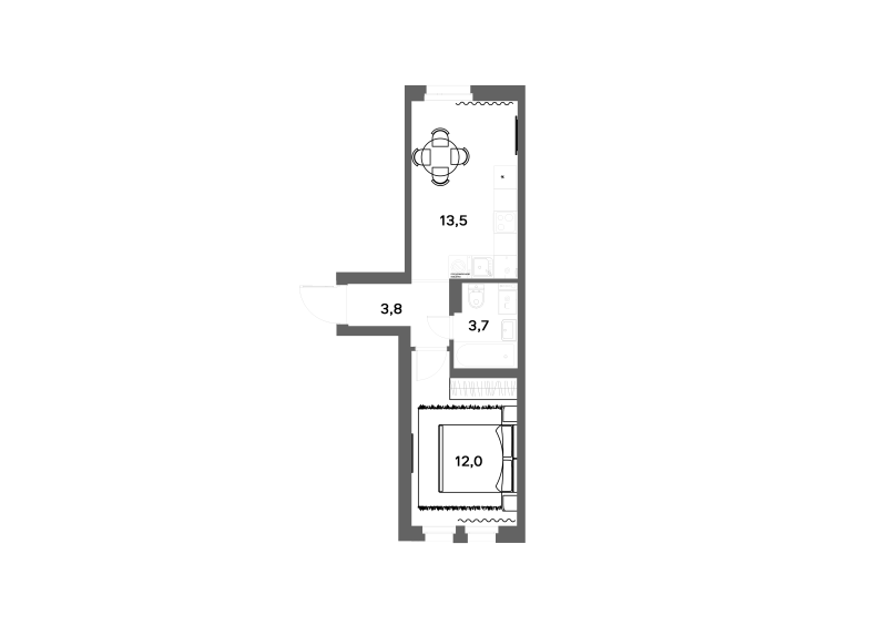 1-комнатная квартира, 33 м² в ЖК "ЭКО Квартал NEGA" - планировка, фото №1