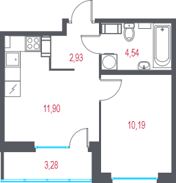 1-комнатная квартира, 31.2 м² в ЖК "Город-спутник Южный" - планировка, фото №1