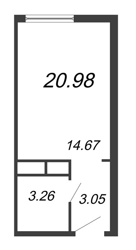 Квартира-студия, 22.18 м² - планировка, фото №1