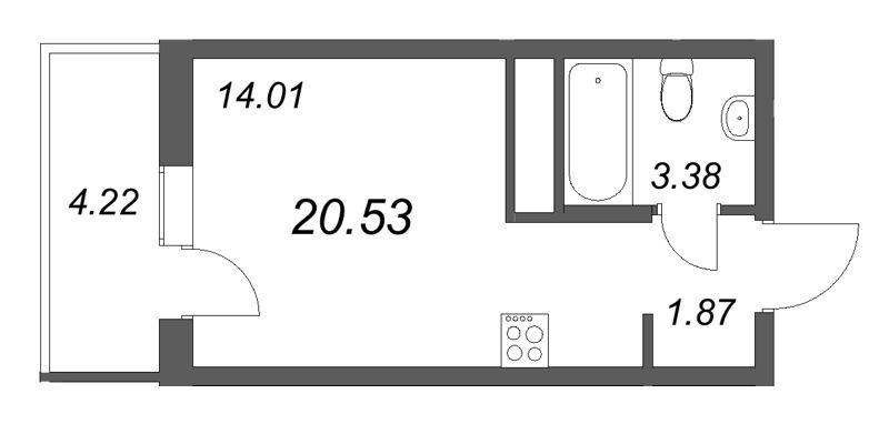Квартира-студия, 20.53 м² в ЖК "Аэросити Лайф" - планировка, фото №1