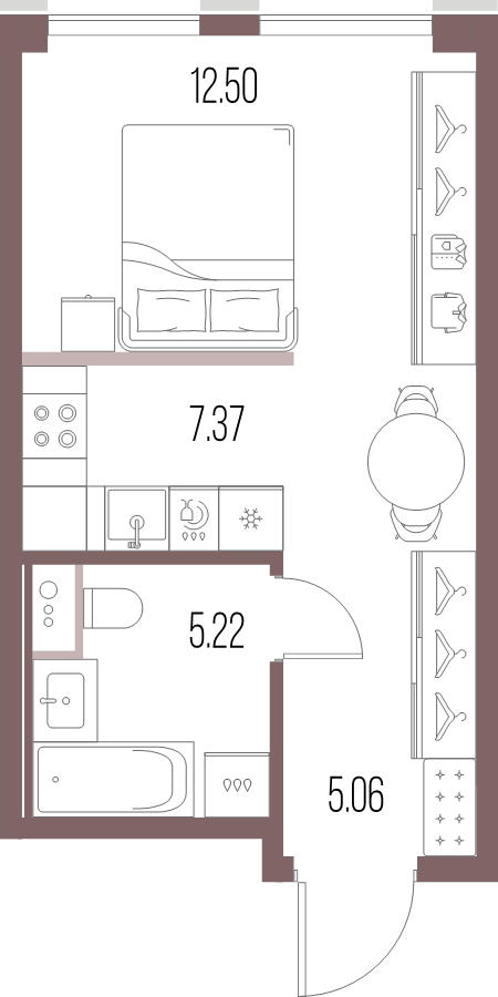Квартира-студия, 30.15 м² в ЖК "Легенда у моря" - планировка, фото №1