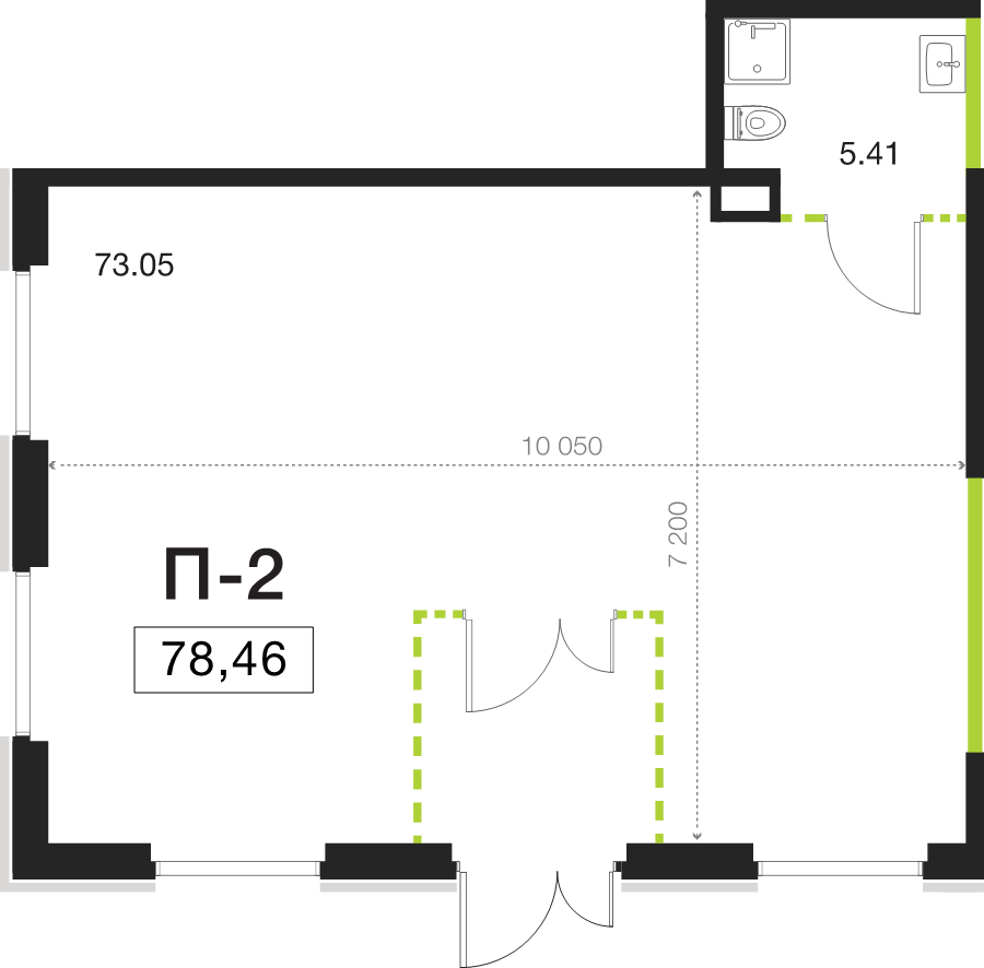 Помещение, 78.46 м² в ЖК "Legenda Васильевского" - планировка, фото №1