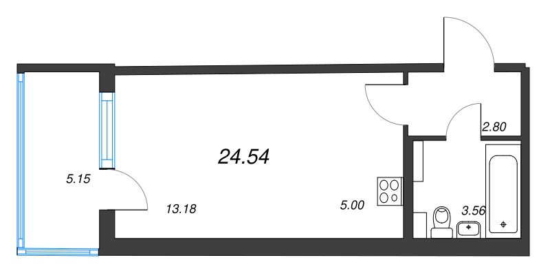 Квартира-студия, 24.54 м² в ЖК "Любоград" - планировка, фото №1