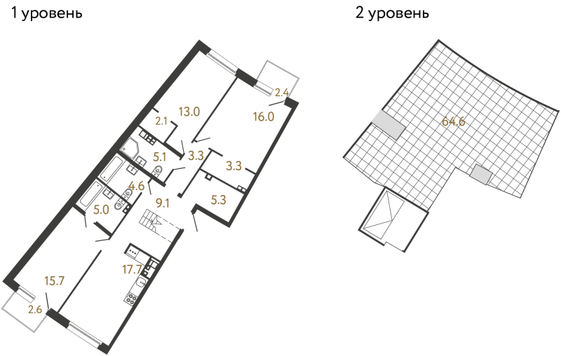 4-комнатная (Евро) квартира, 100.2 м² в ЖК "Цвет Зеленогорска" - планировка, фото №1