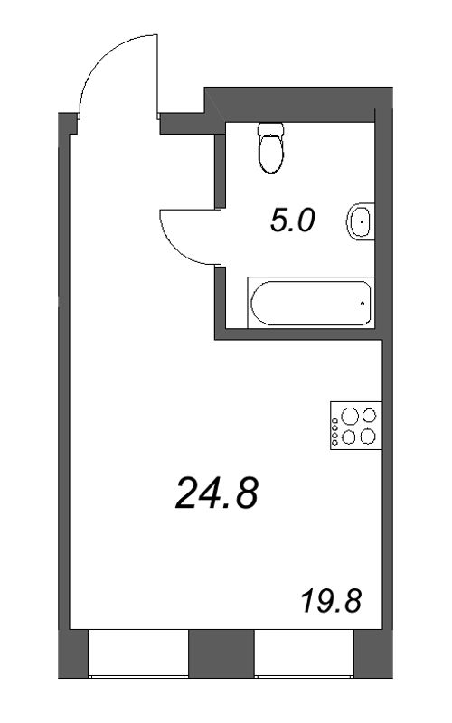 Квартира-студия, 24.8 м² в ЖК "Проект 6/3" - планировка, фото №1