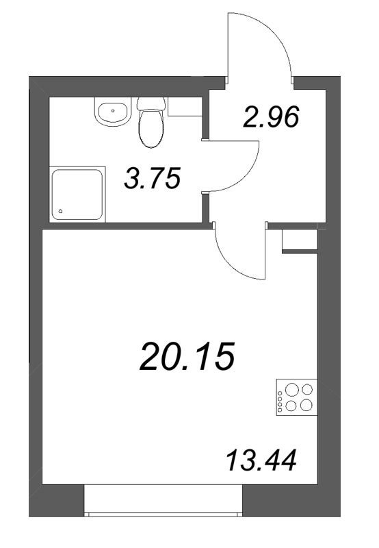 Квартира-студия, 20.15 м² в ЖК "Аурум" - планировка, фото №1