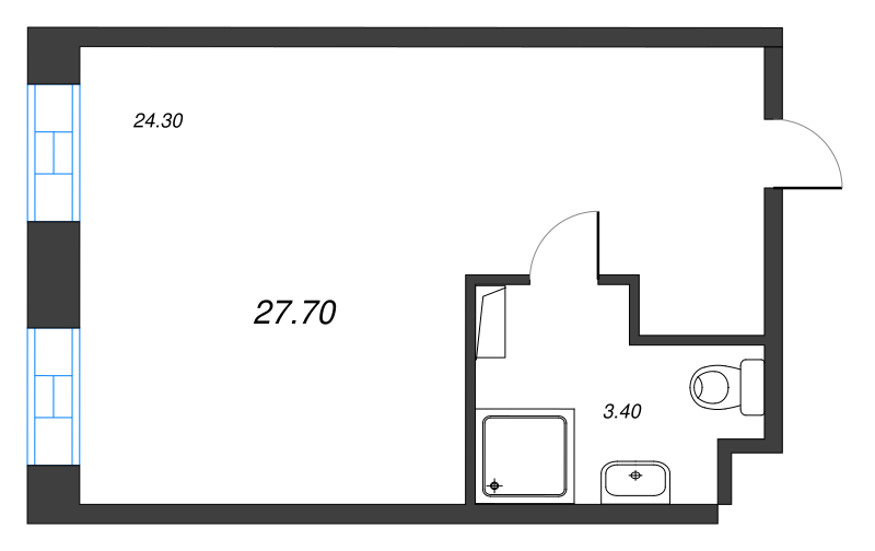 Квартира-студия, 27.7 м² в ЖК "VIDI" - планировка, фото №1