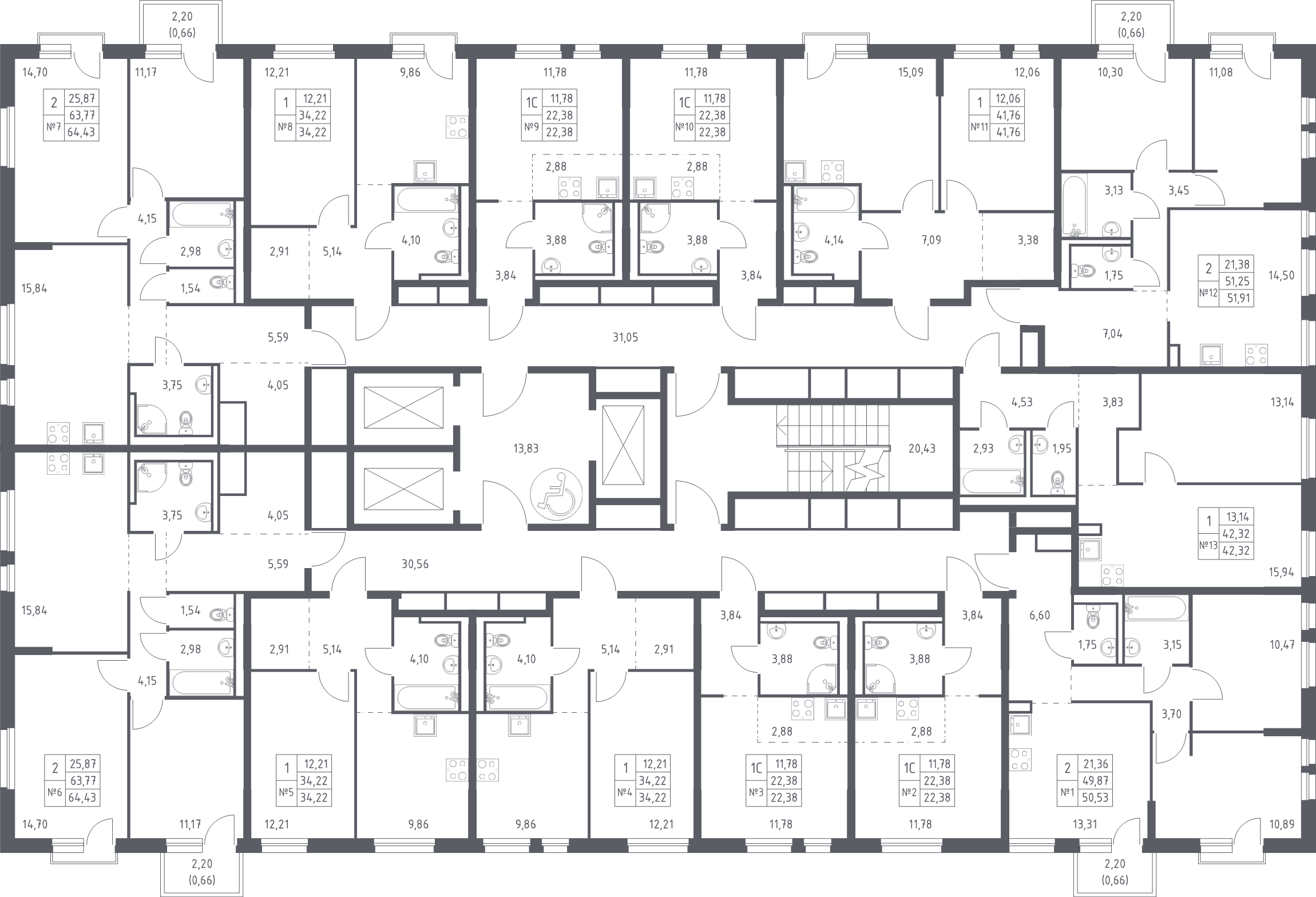 Квартира-студия, 22.38 м² - планировка этажа