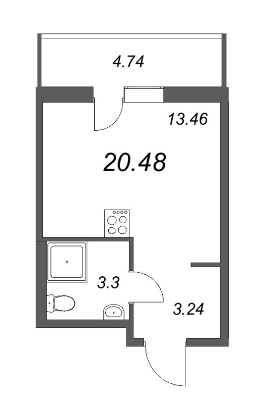 Квартира-студия, 26.67 м² в ЖК "Новые горизонты" - планировка, фото №1