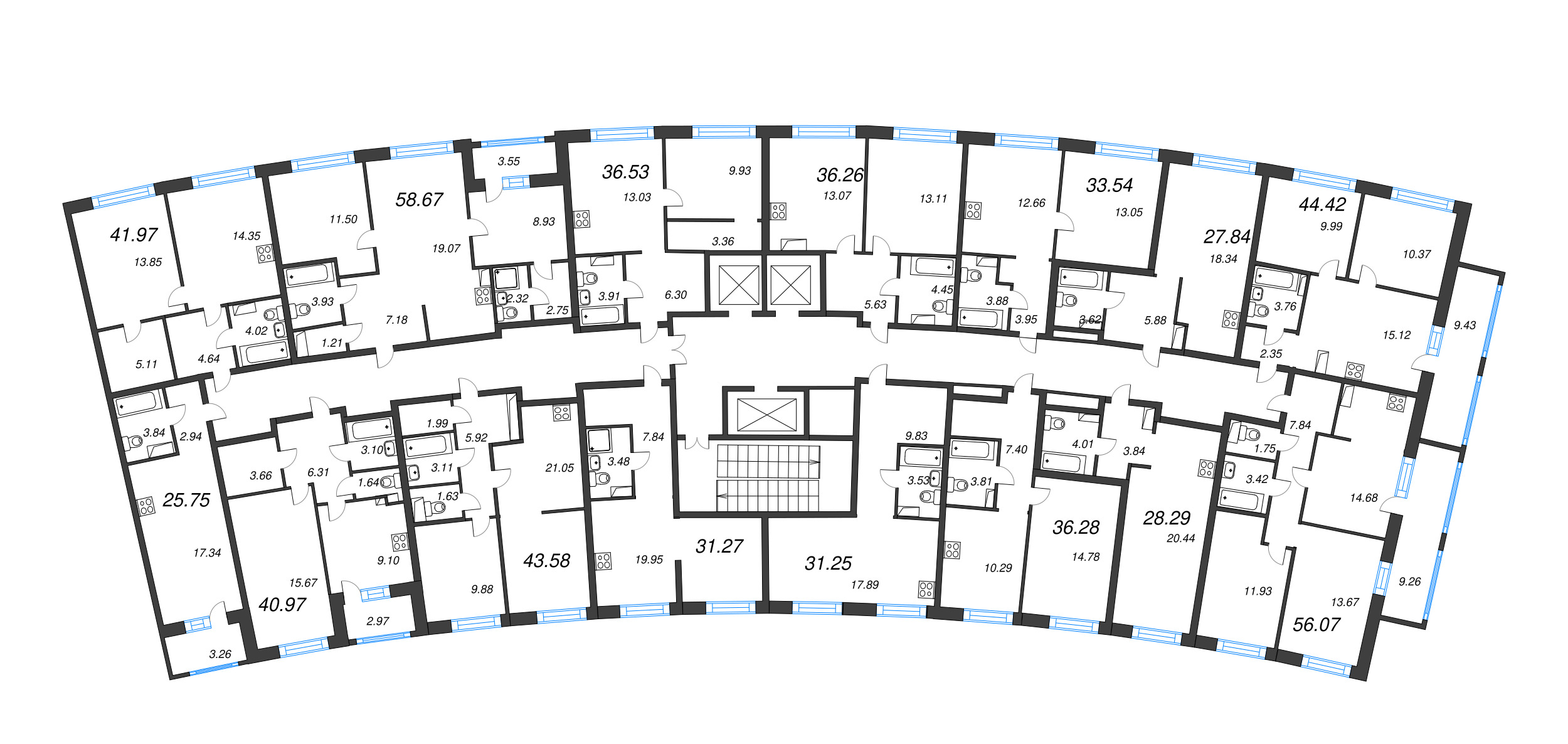 Квартира-студия, 25.75 м² в ЖК "Аквилон Riva" - планировка этажа