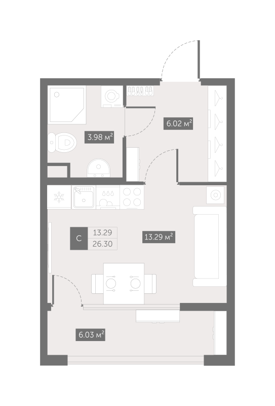 Квартира-студия, 25.9 м² в ЖК "UP-квартал Новый Московский" - планировка, фото №1