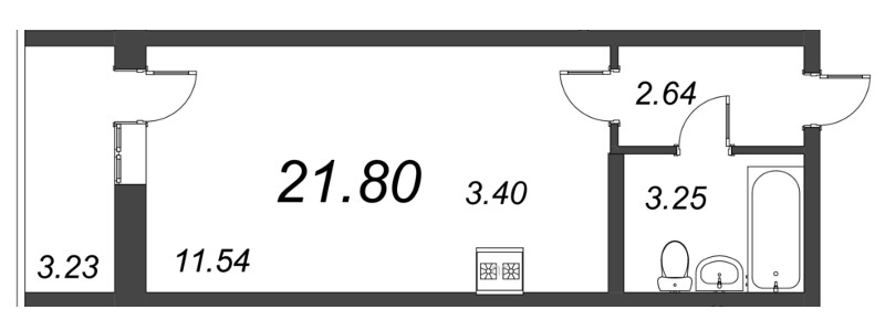 Квартира-студия, 21.8 м² - планировка, фото №1