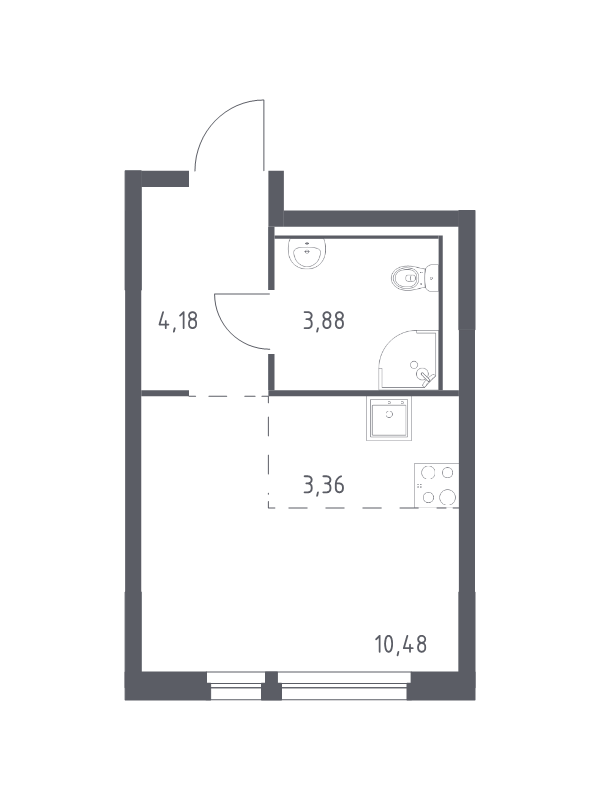 Квартира-студия, 21.9 м² в ЖК "Невская Долина" - планировка, фото №1