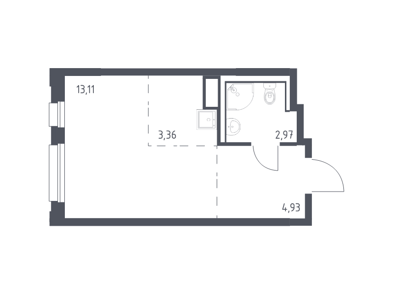 Квартира-студия, 24.37 м² в ЖК "Новые Лаврики" - планировка, фото №1