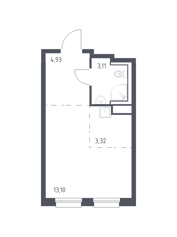 Квартира-студия, 24.46 м² - планировка, фото №1