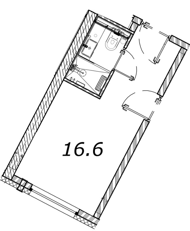 Квартира-студия, 16.6 м² в ЖК "WE&I Ramada by Vertical" - планировка, фото №1