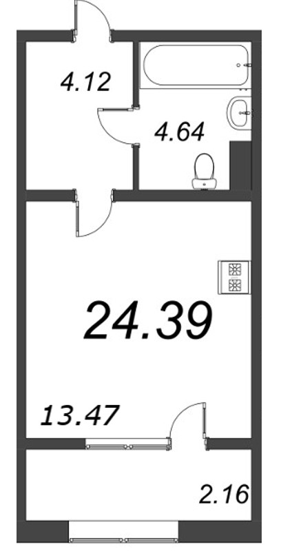 Квартира-студия, 25.95 м² в ЖК "Pixel" - планировка, фото №1