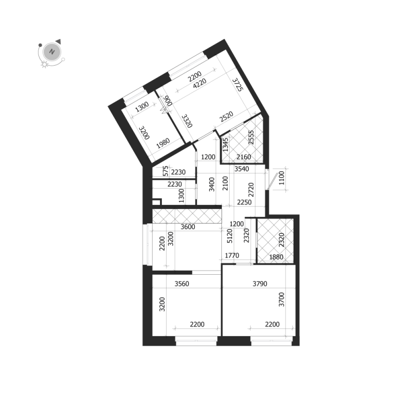 3-комнатная (Евро) квартира, 87.4 м² в ЖК "ЛДМ" - планировка, фото №1