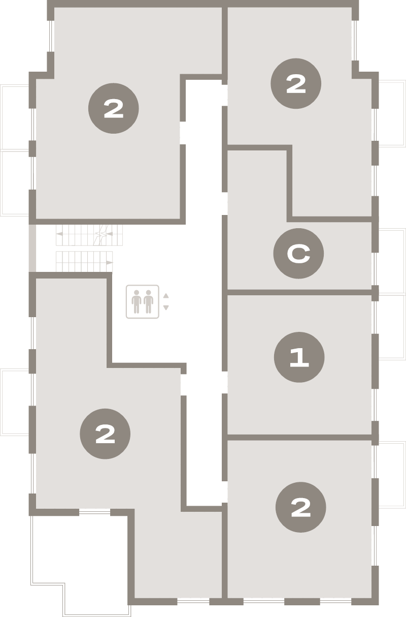 Квартира-студия, 34.4 м² в ЖК "Брусника в Новоселье" - планировка этажа