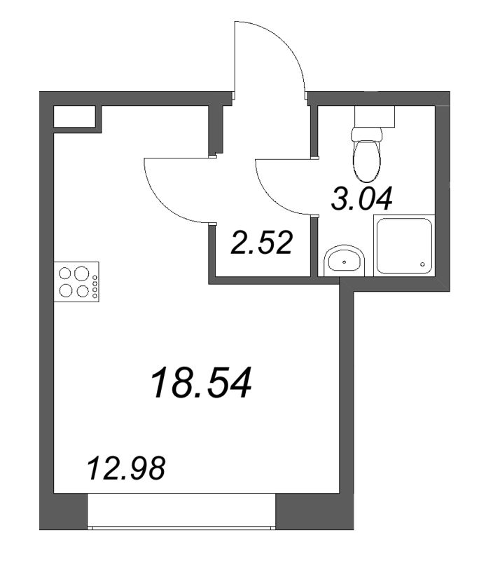 Квартира-студия, 18.54 м² в ЖК "Аурум" - планировка, фото №1