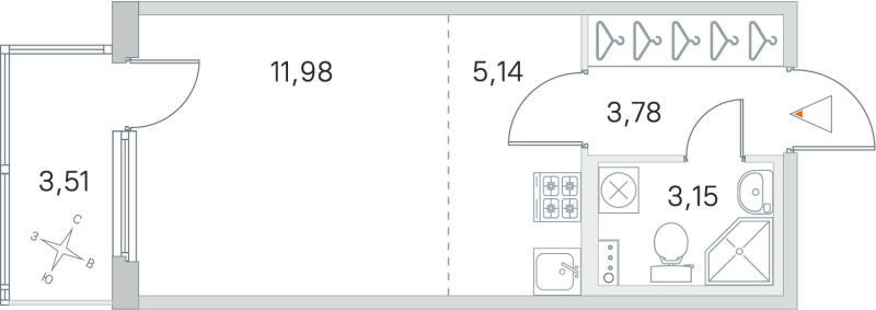 Квартира-студия, 24.05 м² - планировка, фото №1
