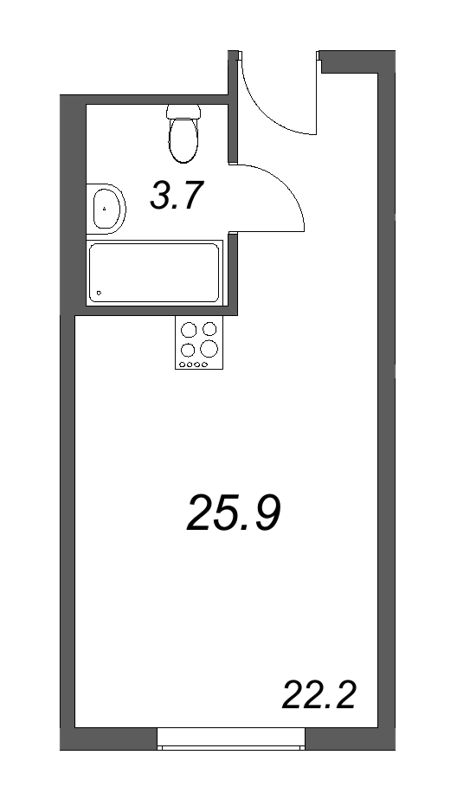 Квартира-студия, 25.9 м² в ЖК "ARTSTUDIO M103" - планировка, фото №1