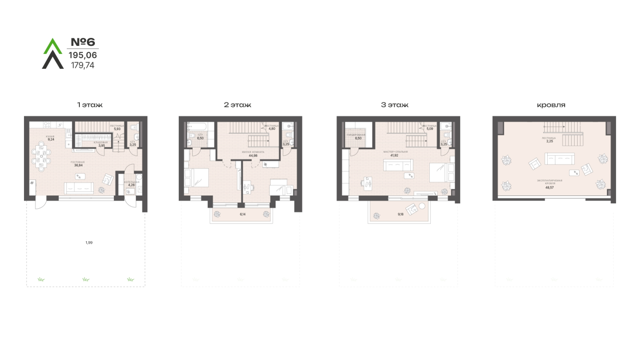 4-комнатная (Евро) квартира, 195.08 м² - планировка, фото №1