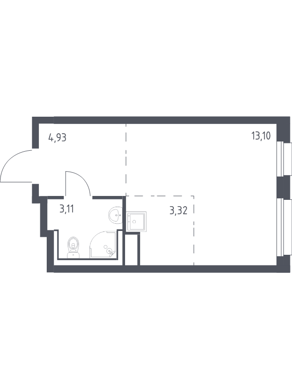 Квартира-студия, 24.46 м² в ЖК "Новые Лаврики" - планировка, фото №1