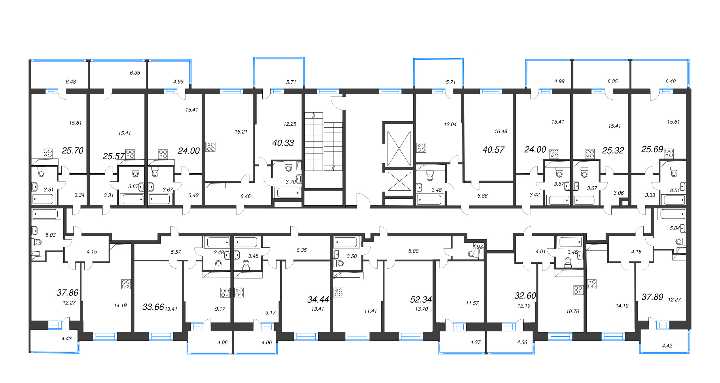 1-комнатная квартира, 34.44 м² в ЖК "Аквилон Stories" - планировка этажа